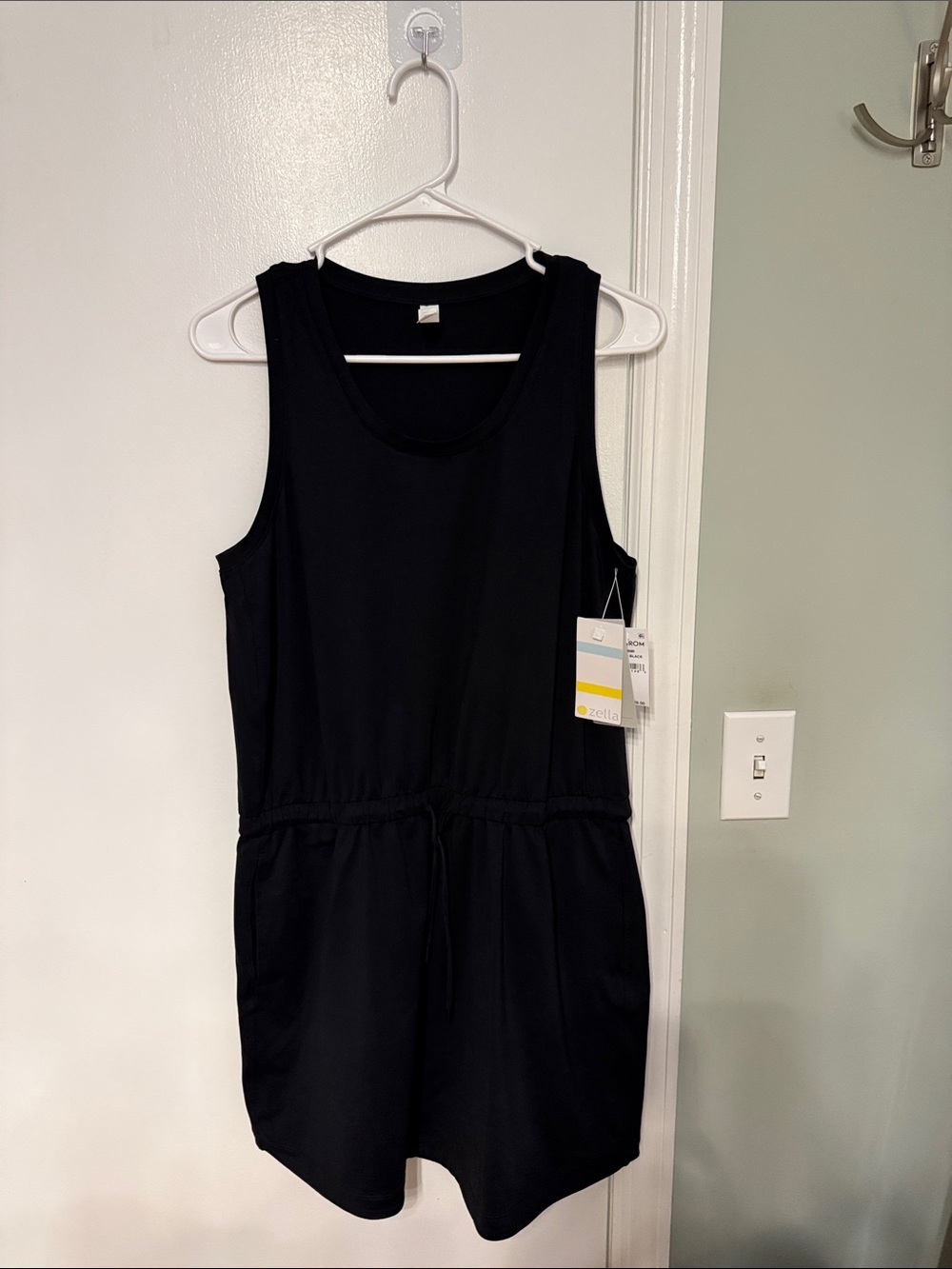 Zella Black Sleeveless Drawstring Waist Active Dress Size M NWT $69